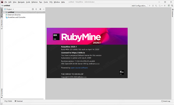 JetBrains RubyMine 2020.1中文破解版下载(附汉化、破解补丁)