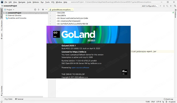 JetBrains Goland 2020.1汉化破解版 64位下载(附激活码及汉化、破解补丁)