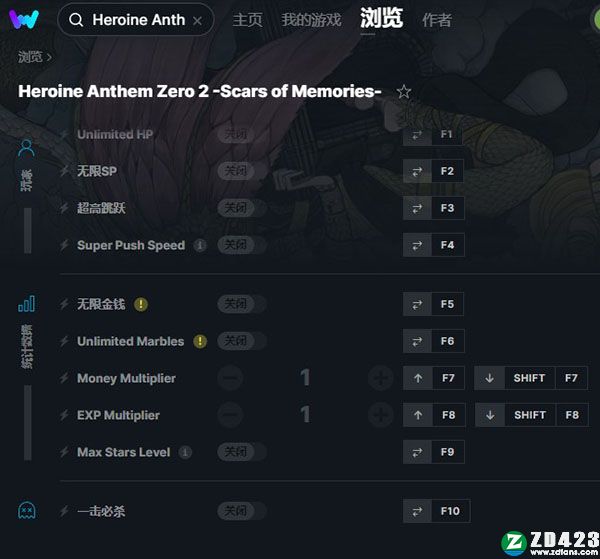 圣女之歌ZERO 2修改器-圣女之歌ZERO 2:鳞痕誓约十项修改器MrAntiFun版下载 v1.0