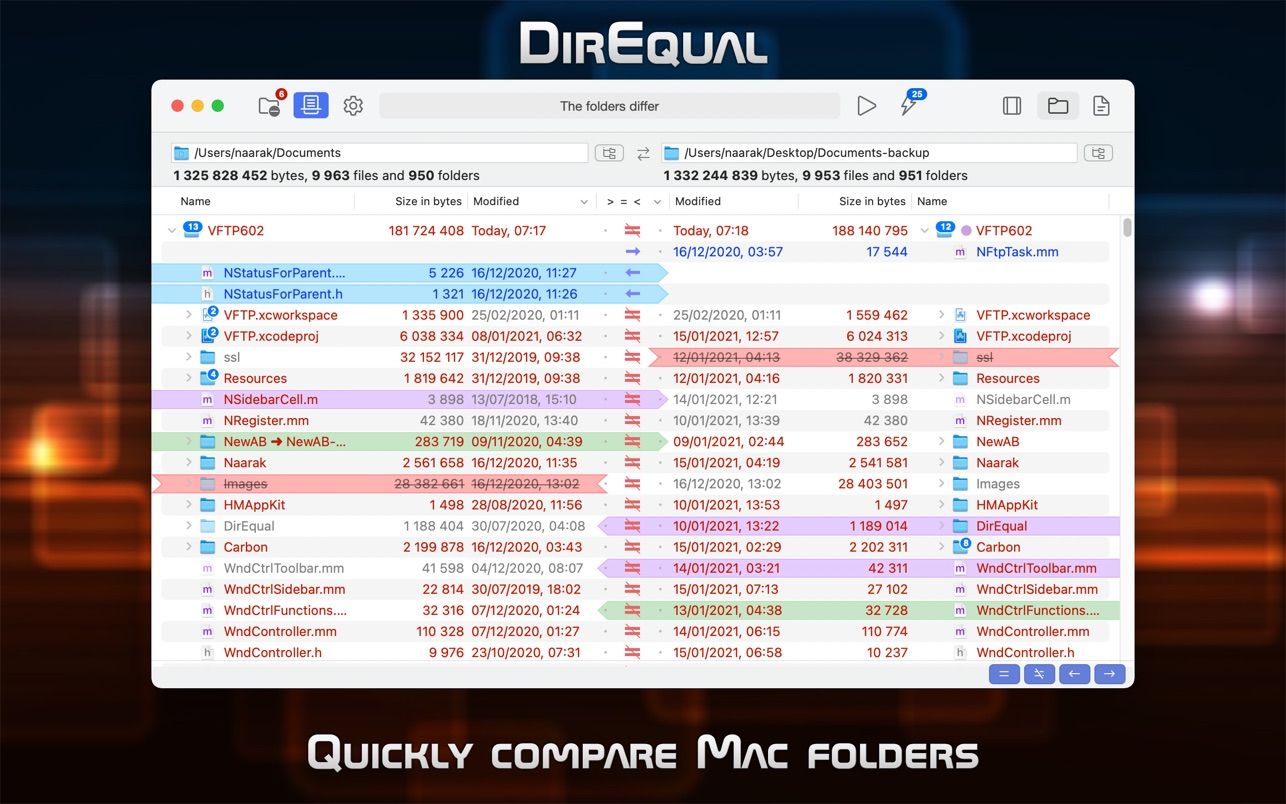 DirEqual 5.7 Mac文件夹比较应用下载插图