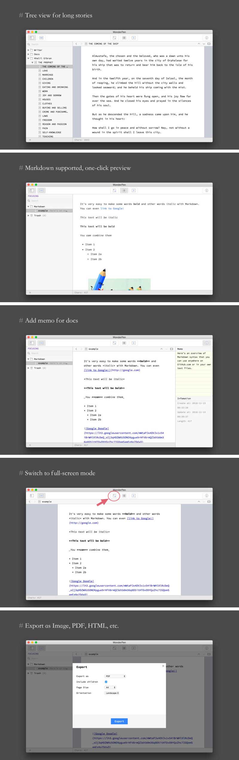 WonderPen 2.3.6 for Mac 妙笔 好用的写作工具下载插图