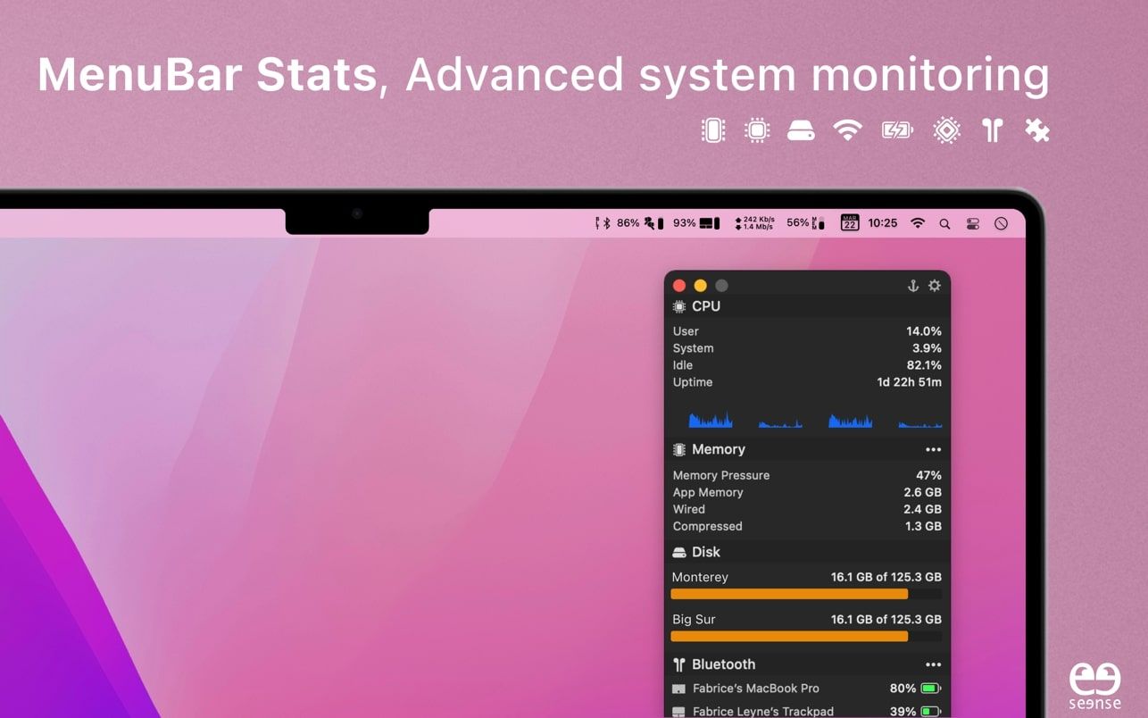 MenuBar Stats 3.9 Mac 系统数据状态栏监控工具下载插图