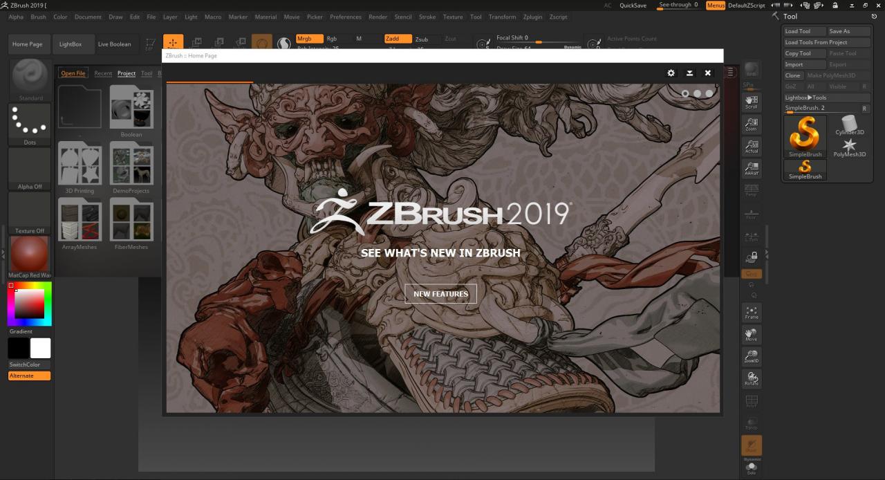 Pixologic ZBrush 2019 Win 多语言破解版 强大的雕塑软件下载插图