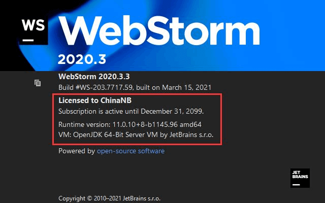 JetBrains WebStorm v2020.3.3 永久激活版下载