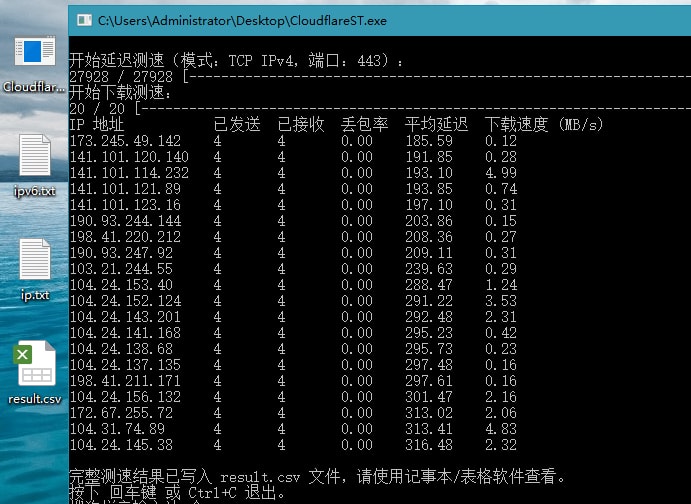 CF节点测速工具CloudflareSpeedTest 1.4.9下载